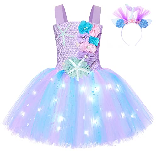 FONLAM Vestido Disfraz de Sirena Niña Bebé Vestido Tutú Princesa Bautizo Fiesta Niña Carnaval Halloween (Brillante, 3-4 Años M) Cover