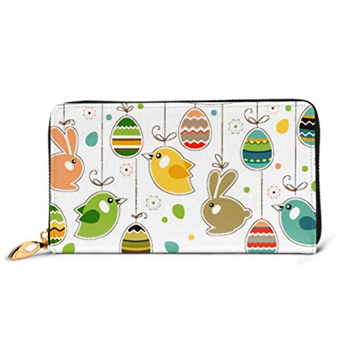 Preisvergleich Produktbild JHGFG Mode Handtasche Reißverschluss Brieftasche Nahtlose Frühlingsgrenze Ostereier Vögel Kaninchen Telefon Kupplung Geldbörse Abendkupplung Blockieren Leder Brieftasche Multi Card