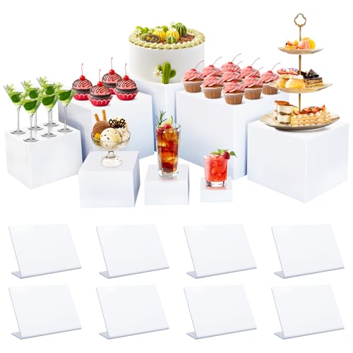 Yudlto 8PCS Buffet Risers Acrylic Food Risers for Buffet Table Cube Boxes Nesting Risers with Hollow Bottoms Perfect for Party Banquet Weddings Buffet Displays (10