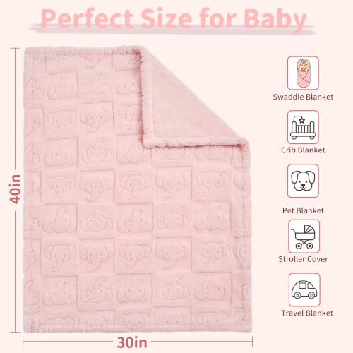 Image of Pro Goleem Elephant Baby Fleece Blanket, Baby Blanket for Girls, 30 inch x 40 inch Soft Crib & Stroller Blanket for Newborns and Toddlers, (Pink)