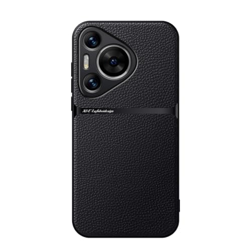 Kepuch ケース 対応 Huawei Pura 70 Pro,Pura 70 Pro+ カバー ビルトインメタルプレート茘枝模様 - 黒