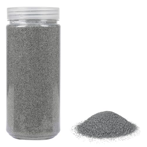 HEKU Arena decorativa gris de alta calidad (aprox. 750 g), grano fino (0,1 – 0,5 mm), lata reutilizable, versátil para decoración y manualidades, color gris