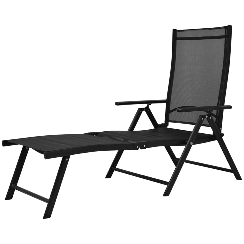 Tumbona plegable de aluminio negro, 41741