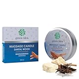 Green idea - Massagekerze mit Sheabutter, Bienenwachs und echten ätherischen Ölen - Santal-Holzduft - Romantische Massagekerze NATUR 30 ml
