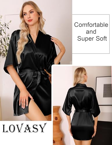 Lovasy Women's Satin Robes Silky Short Robe Lightweight Sleepwear Bride Bridesmaids Bathrobes Dressing Gowns Loungewear S-XXL3