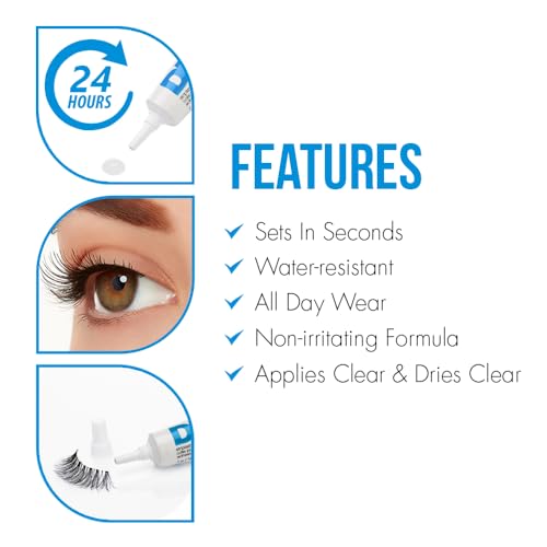DUO Strip Lash Adhesive, Clear/White - Strong Hold, Waterproof Lash Glue for False Lashes and Lash Clusters, Long-Lasting, Quick-Drying, Invisible Finish, 0.25 oz