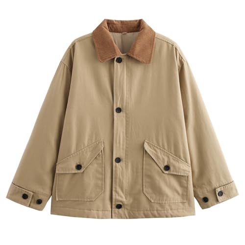 Veste matelassée ample en toile pour femme manteau léger manches longues