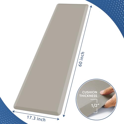 Image of KitchenClouds Kitchen Mat Cushioned Anti Fatigue Kitchen Rug 17.3 inchx60 inch Water Resistant Non Slip Kitchen Rugs and Mats Standing Desk Mat Comfort Floor Mats for Kitchen House Sink Office (Khaki)