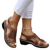 Dames Platform Orthopedische Sandalen Met Steunzool Comfortabele Wedge Fish Mouth Sandalen Retro Sportsandalen Voor Platte Voeten Brede Fit Outdoor Strandschoenen,Bruin,US8/EU39