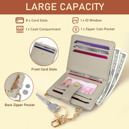 Image of Jogjam Grey Small Women Wallet, Rfid Slim Thin Compact Credit Card Holder | PU Leather Bifold Cash Zipper Coin Pocket ID Window, for Female Ladies Teen Girls Girly Gifts