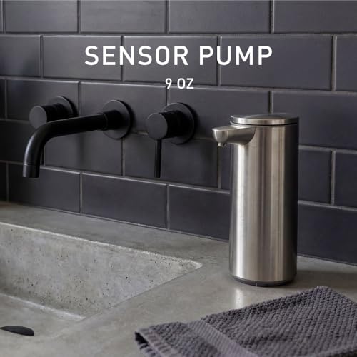 Image of simplehuman Liquid Sensor Pump, 9 oz Automatic Soap Dispenser for Kitchen and Bathroom, Touchless Motion Sensor, Variable Dispense, Rechargeable, No-Drip Spout, High-Grade Brushed Stainless Steel