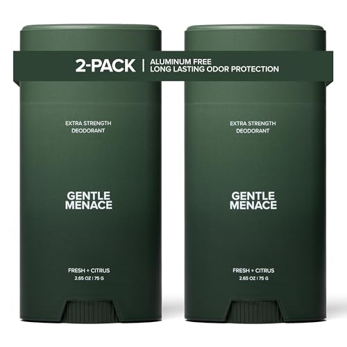 Image of Gentle Menace Aluminum-Free Deodorant for Men, Fresh + Citrus | Extra Strength, Long Lasting All-Day Protection, Natural Ingredients, 2-Pack