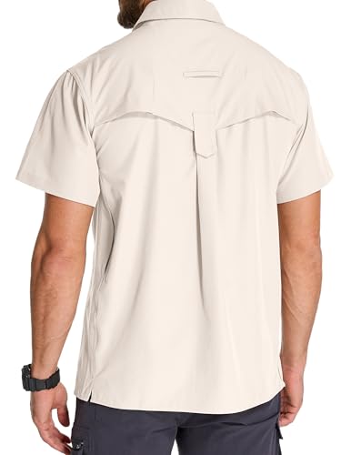 Mens UPF 50+ Sun Protection Short Sleeve Quick Dry Fishing Safari Hiking Shirt with Zipper Pocket Lightweight Cooling3
