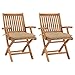 vidaXL 2X Bois de Teck Massif Chaises de Jardin avec Coussins Fauteuils de Patio Chaises de Terrasse Chaises Pliables d'Extérieur Beige