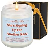 LEADO Scented Candle, Gifts for Runners Women - Marathon, 5k, Running Essentials for Women - Funny Mothers Day, Birthday, Running Gifts for Marathon Runners, Female, Girl, Her, Mom - Race Day Candle