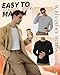 August Alley 3 Pack Men's Big and Tall Thermal Shirts, Fleece Lined Long Sleeve Tees Warm Crew Neck Undershirt Tops(Black, Light Gray, White,Large)
