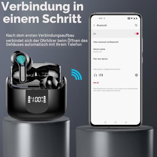 2026 Kopfhörer Kabellos Bluetooth 5.4 Kopfhörer, Hi-Fi Stereo Bass Ohrhörer – Ansicht 7