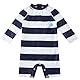 upandfast Baby Badebekleidung mit Reißverschluss Uv Schutz Baby Junge Badeanzug(12-18 Monate,Weißer Streifen)