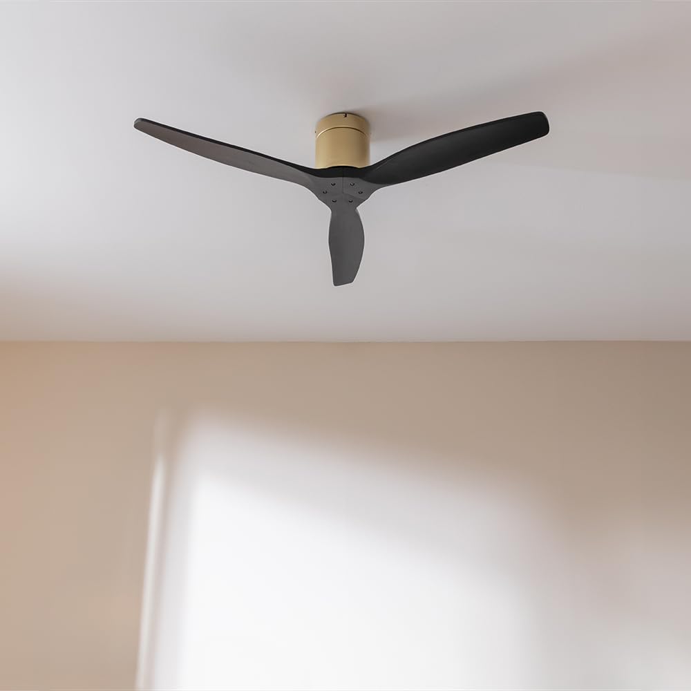 Cecotec Ventilateur de Plafond avec Télécommande de 52" EnergySilence Aero 5400 Classic Gold&Black. Moteur DC 40W, 3 Pales, 6 Vitesses, Minuterie jusqu'à 8h, Mode Hiver/Été