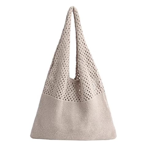 LHHMZ Women Retro Summer Hobo Bag Mesh Hollow Tote Bag trendy Flower Knitted Shoulder Bags Casual Beach Purse Cover