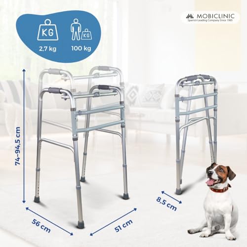 Mobiclinic®, Looprek voor ouderen, Europees merk, Looprek zonder wielen, Model Mezquita, mobiliteitshulpmiddel, In hoogte verstelbaar, Opvouwbaar, Aluminium, Ultralicht, Maximaal gewicht 100 Kg - Afbeelding 3
