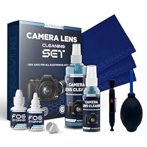ULTRAVUE’s Ultimate Camera Lens Cleaning Kit –Camera Lens Cleaner, Lens Pen, Fog Stopper, and Microfiber Cloths – Camera Cleaning Kit – Lens Blower for DSLR & Digital Camera Accessories Camera Kit