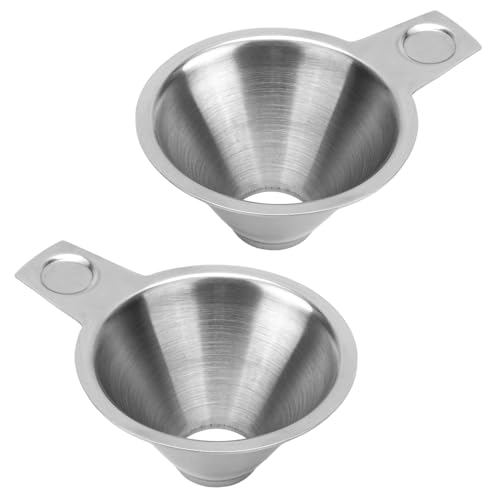 Gosknor Embudos de Cocina, 2 Piezas, Acero Inoxidable, Plata, 22 ml, 4 cm de Alto, 7.2 cm de Diámetro Superior, para Especias, Condimentos, Líquidos, Aceites