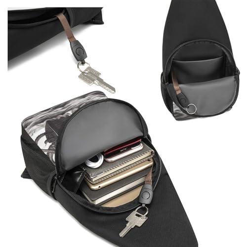 Sling Backpack Crossbody Sling Bag Negro Blanco Pulpo y Barco miniatura 5