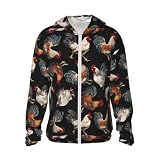 Sudadera con capucha para hombre, diseño de gallos franceses, con capucha UV, Negro -, S