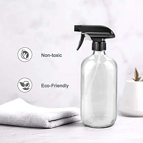 Worldgsb Glass Spray Bottles, 16Oz Refillable Containers, Empty Boston Round Bottles With Labels & Adjustable Nozzle For Cleaning, Gardening, Aromatherapy, Pets, Plant, Hair -Clear (1 Pack) #TOP3