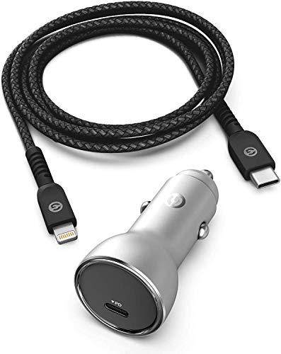 Galvanox iPhone Car Charger with Cable (Apple MFi Certified) 18W Ultra Fast Charging Power Adapter with 6ft Braided USB-C to Lighting Cord (Compatible with iPhone 11,12,13,14 Pro Max)