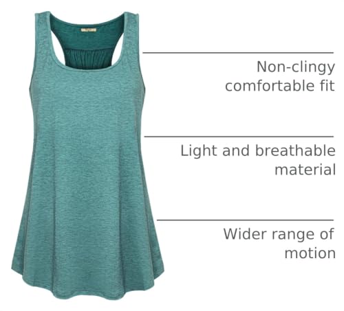 Image of Cestyle Womens Sleeveless Scoop Neck Flowy Loose Fit Workout Shirts Racerback Long Tank Tops