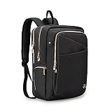 Swissdigital Design Katy Rose Women's Backpack Black with Rose Gold Zippers College Travel Laptop Ba
