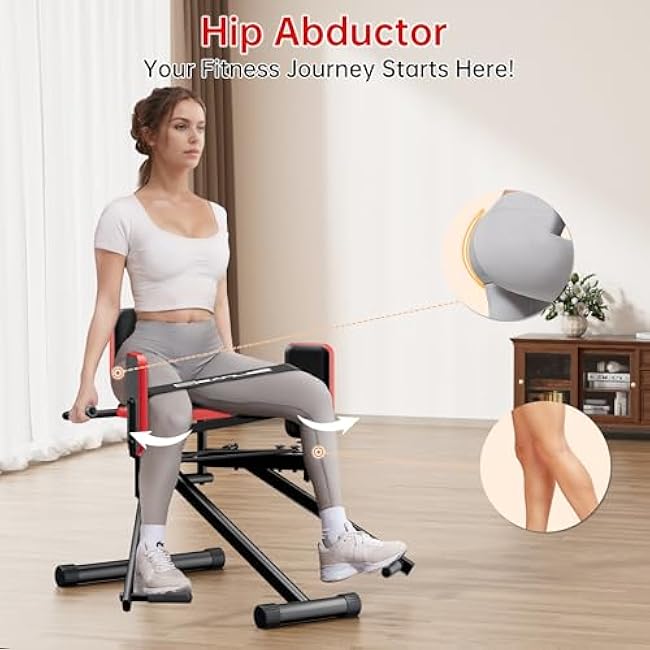 Hip Abductor Machine for Home Gym | Glute & Thigh Exercise Equipment, Outer Thigh Sculpting, Glute Machine for Women, Leg Abductor Machine, Booty Builder for Butt Workout
