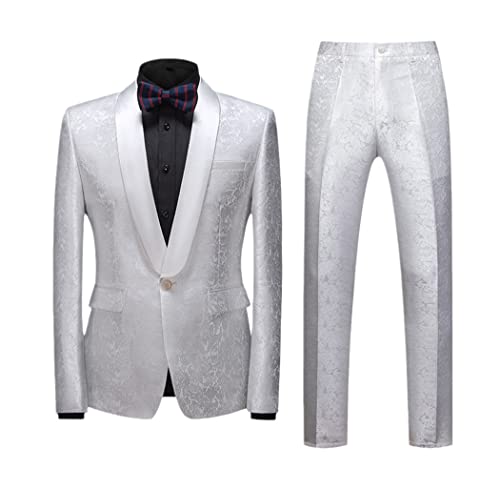 Costume 3 pièces homme blanc veste pantalon gilet vêtement casual business automne