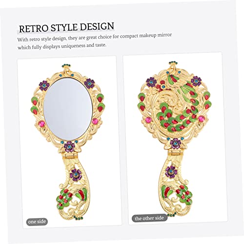 Espejo de maquillaje portátil estilo vintage plegable miniatura 5