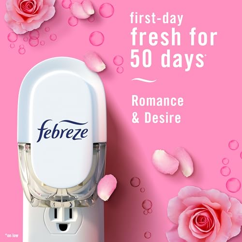Image of Febreze Plug In Air Freshener, Odor-Fighting Scented Oil Refill, Air Fresheners for Home and Bathroom and Kitchen, Long Lasting for Strong Odors, Romance & Desire Scent, 0.87oz Refills, 2 Count