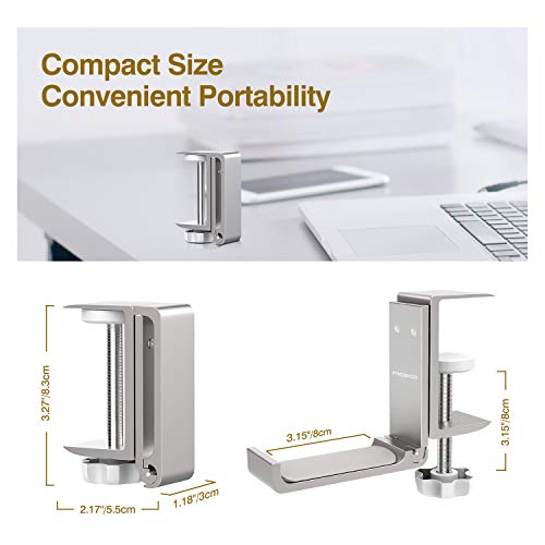 Moko Headphone Stand, Universal Aluminum Foldable Headphone Hanger Adjustable Headset Holder Clamp Mount Desk Hook Holder For All Headphone Sizes, Sennheiser, Audio-Technica, Ps5 Gaming Headset-Silver #TOP7