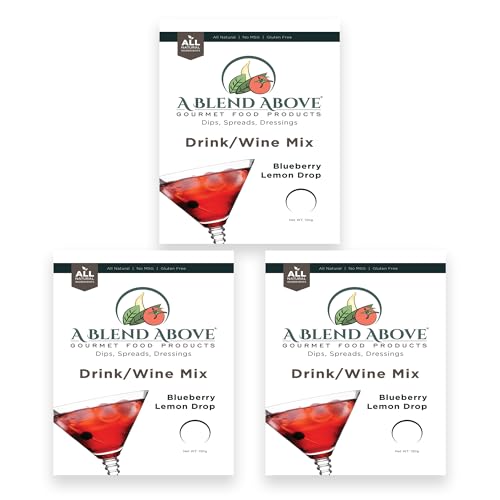 A Blend Above Blueberry Lemon Drink/Wine Mix -3pack, Makes 1 Large Pitcher, 6 Drinks, Easy to Make, Alchohol Blend, Drink Mix, Wine Mix, Cocktail Mix, Spritzer, All Natural, Gluten-Free, No Preservatives, No MSG, Refreshing Alchoholic Mixer, Perfect For Any Occasion, Party Favorite