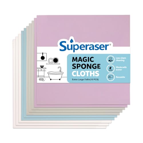 SUPERASER Magic Sponge Cloths - Reusable Melamine Foam Dishcloths, Tough