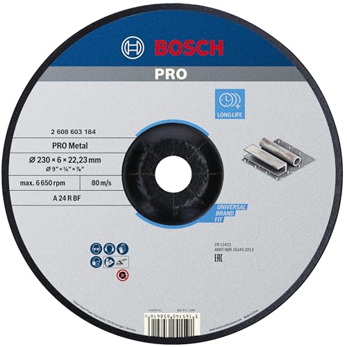 Bosch Professional 1x Disco de Desbaste Acodado Standard for Metal (para Metal, Ø 230 x 6 mm, Accesorios Amoladora)