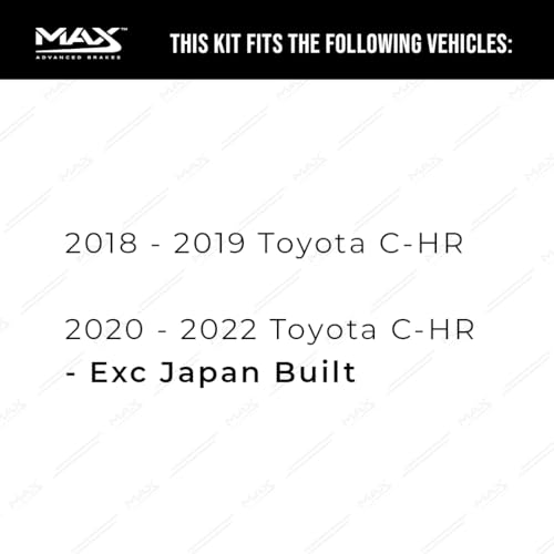 Image of Max Advanced Brakes Front Brake Kit Compatible With 2018 2019 2020 2021 2022 Toyota C-HR Replacement Cross Drilled Disc Brake Rotors and Ceramic Brake Pads