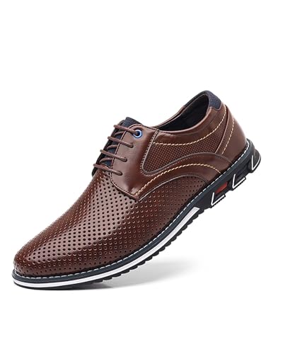 Men’s Dress Shoes Casual Oxford Derby Orthopedic Leather Shoes Breathable Walking Shoes Summer Business Office Loafers Work Flats