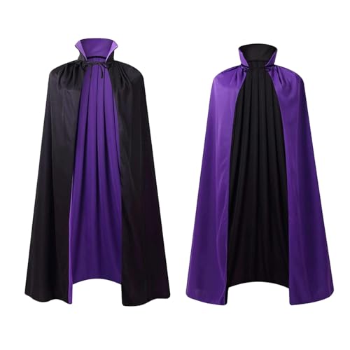 Colorful House 47120CM Stand Collar with Hood Reversible Cloak Masquerade Cape Costume Black and Red (47/120cm Black and Purple)