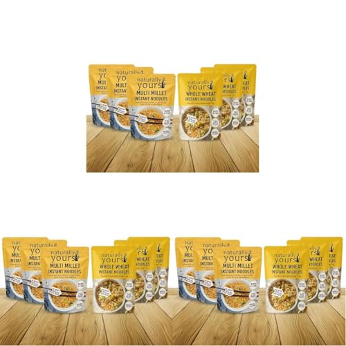 Image of Naturally Yours Instant Noodles Combo | Khapli Whole Wheat & Multi Millet Variety Pack | Maida Free, High Protein & Fiber | Steam Dried, Non Fried | No Onion No Garlic, Jain Friendly | 175g x 18 Pack