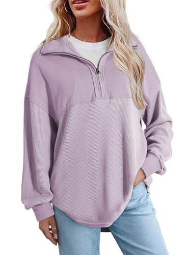 Image of SHEWIN Women Fall Sweatshirt Casual Half Zip Pullover Fall Top 2026 Clothes