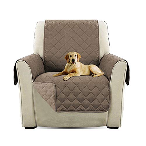 PETCUTE Luxe Housse de Fauteuil matelassé Housse Chaise Protecteur canapé pour Animaux de Compagnie Doux Marron Chaise