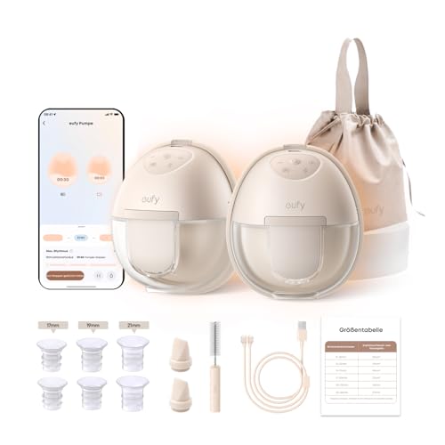 eufy Security Tragbare Milchpumpe S1 Freihändige Elektrische Milchpumpe mit Wärmefunktion Mobile Ladetasche App-Gesteuerter Smart-Rhythmus Krankenhausqualität Saugkraft Superleise