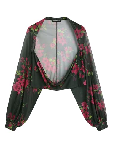 Image of ZAFUL Women's Sheer Shrug Y2K Long Sleeve Cardigans 2026 Irregular Tie Front Bolera