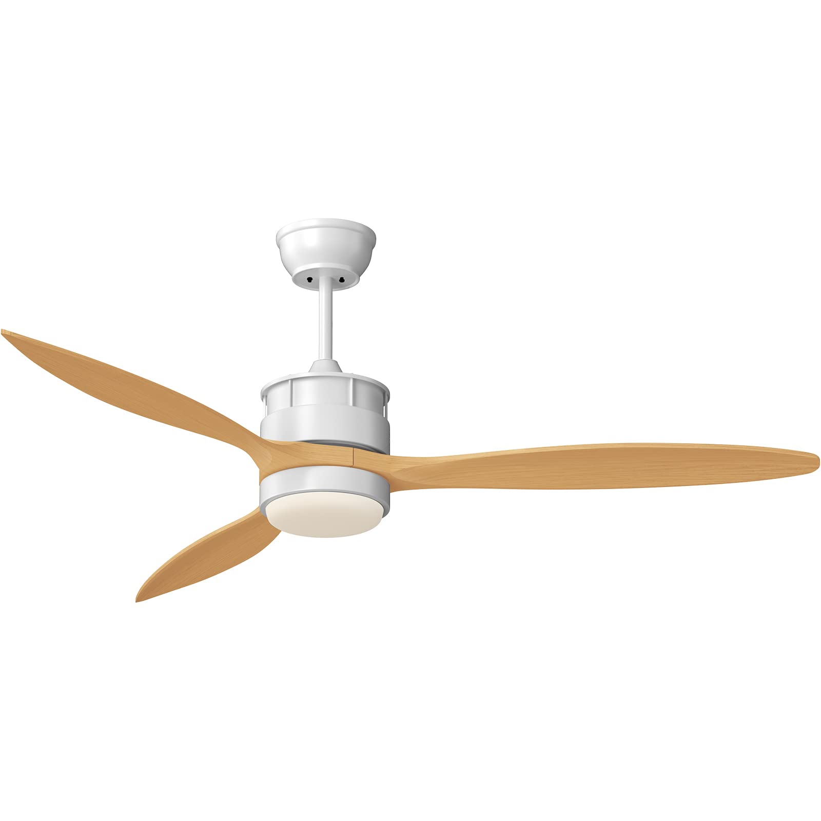 Obabala Ceiling Fan with Light and Remote Control, 52 Inch Indoor and Outdoor Fan with 3 Reversible Wood Blades for Patio, Porch, Bedroom, Living Room (Wood)